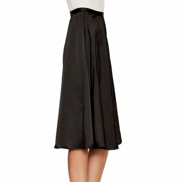 Jill Stuart Black Satin A-Line Skirt Womens 8 Flare Knee Length Cocktail Elegant - Picture 11 of 13